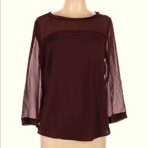 Ann Taylor 3/4 sleeve blouse, sheer sleeves, 10